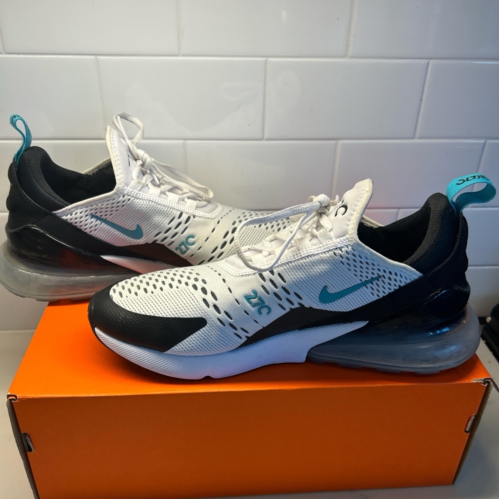Nike Air Max 270 White and Black with Teal Accents